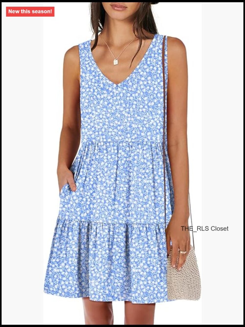 Sleeveless V-Neck Swing Tank Dress Tiered Mini Casual Sundress